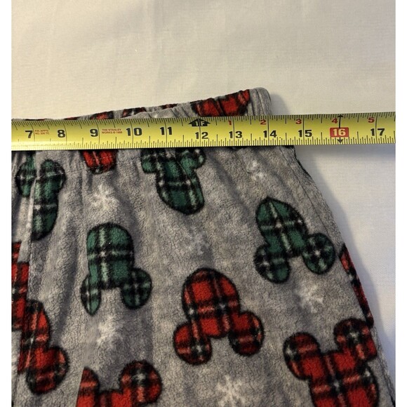 DISNEY Gray w/Red Green Mickey Pajama Pants Fleece Comfort Lounge Medium Holiday - Picture 5 of 6